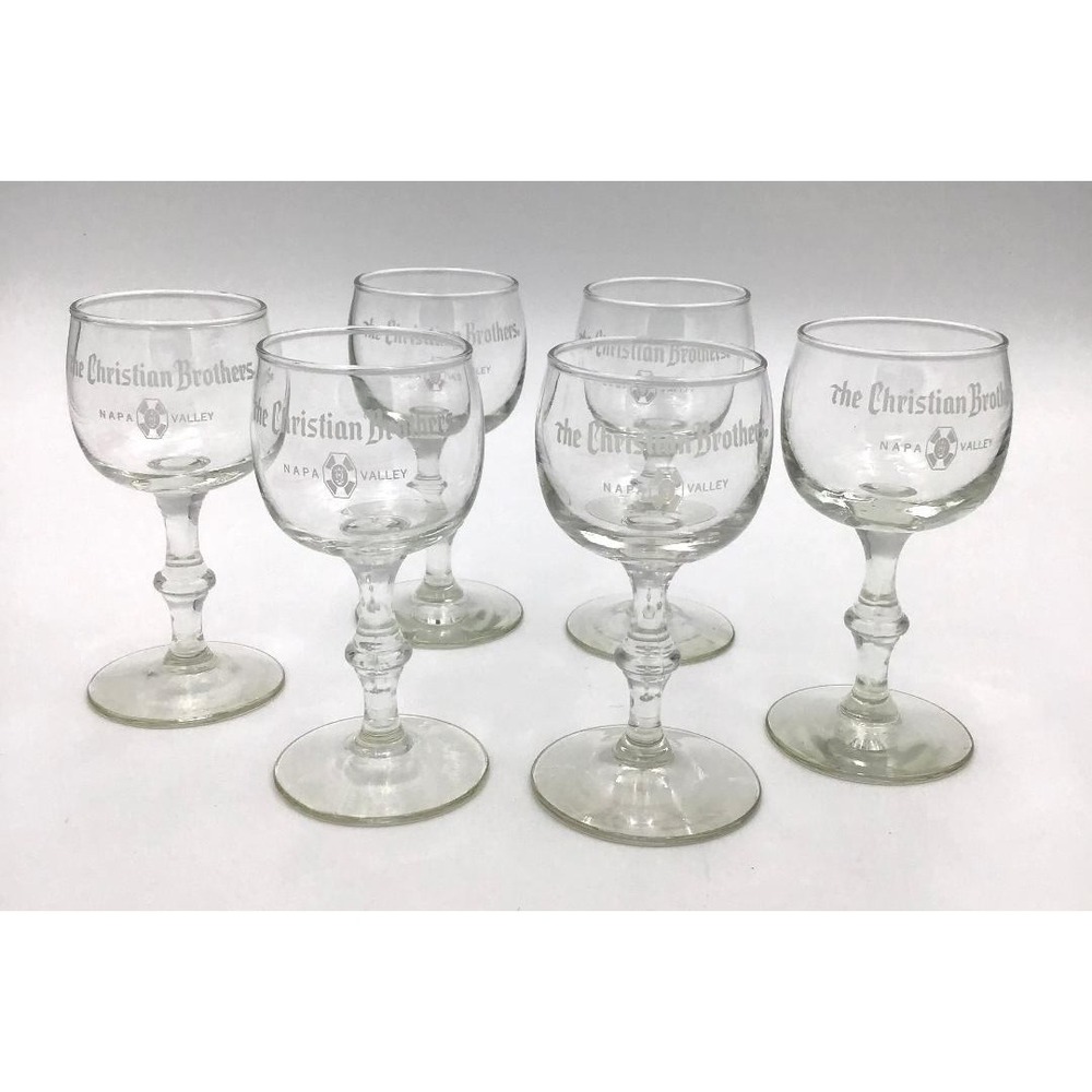 Vintage The Christian Brothers Napa Valley 4 oz Wine Tasting Glasses Set of 6